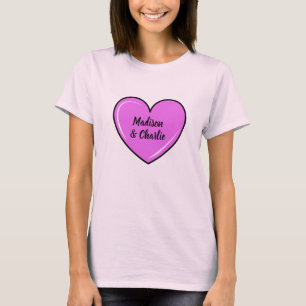 Camiseta Nombres personalizados y texto Corazón de amor