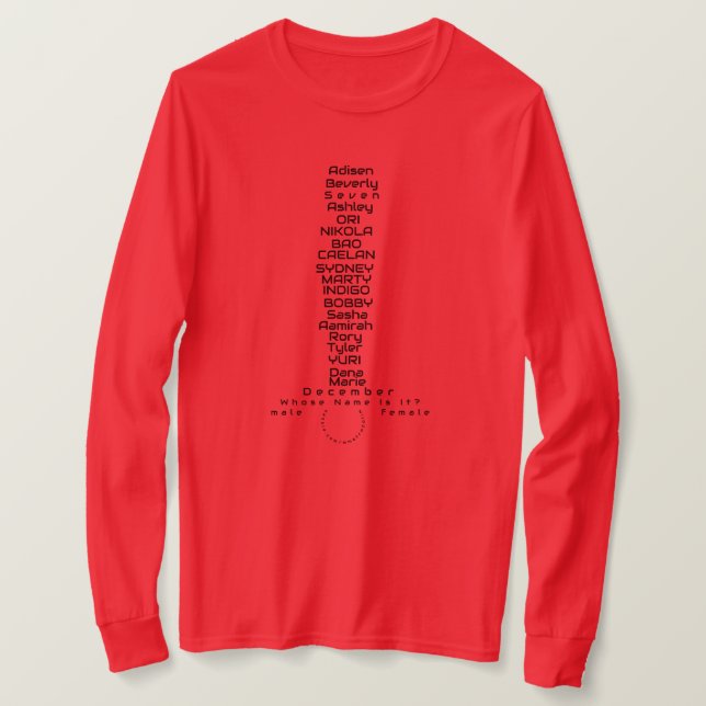 CAMISETA NOMBRES UNISEX SOBRE ADULTOS/NIÑOS DE TAMAÑO UNISE (Anverso del diseño)
