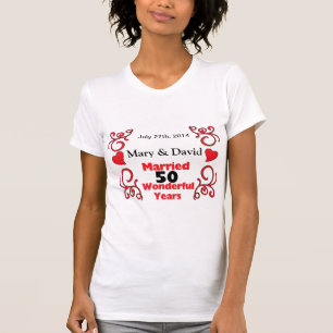Camiseta Nómina y Corazones Rojos y Fecha 50 Aniversario