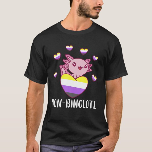 Camiseta Non Binary Axolotl Heart LGBT Nonbinary Flag Gende (Anverso)