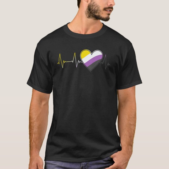 Camiseta Non Binary Heartbeat Pride Month   Nonbinary EKG P (Anverso)