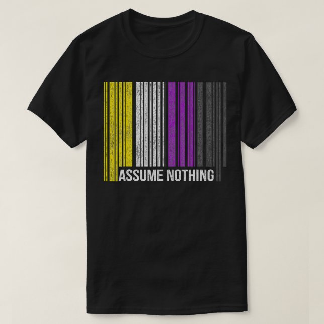 Camiseta Non Binary Pride Flag Barcode Agender Genderfluid  (Diseño del anverso)