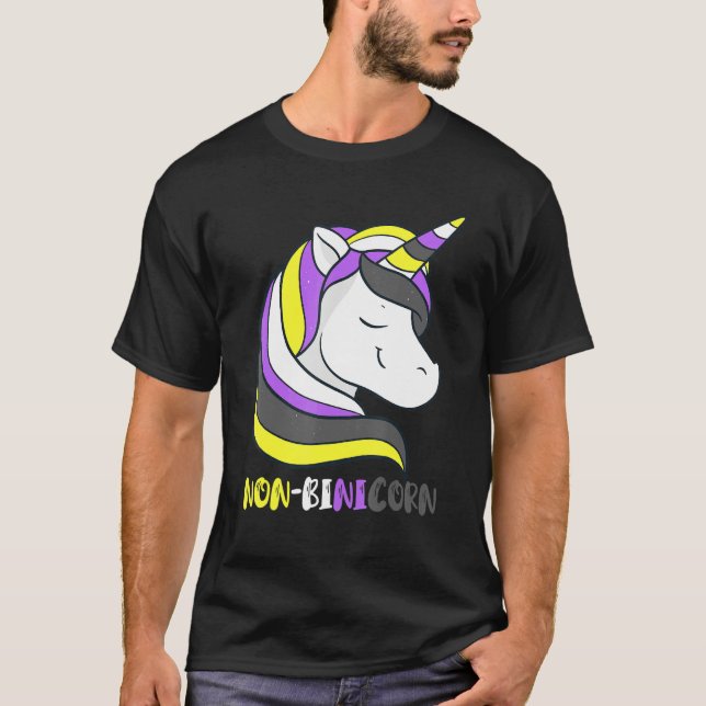 Camiseta Non Binary Unicorn Smile Lgbt Nonbinary Flag Gende (Anverso)