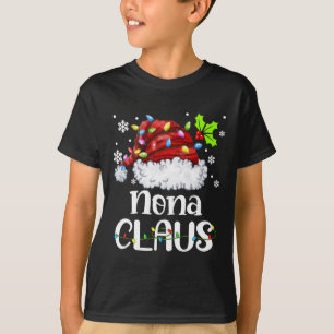 Camiseta Nona Claus Santa Hat Navidades alumbran familia de