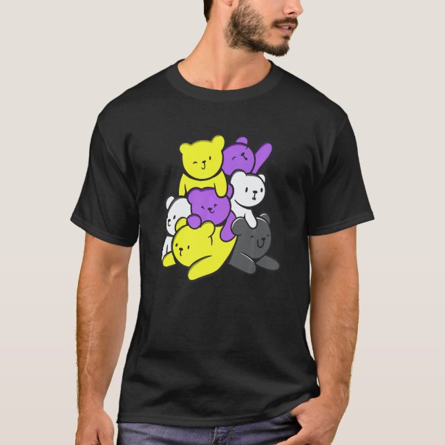 Camiseta Nonbinary Cute Bears Nonbinary Flag Nonbinary Prid (Anverso)