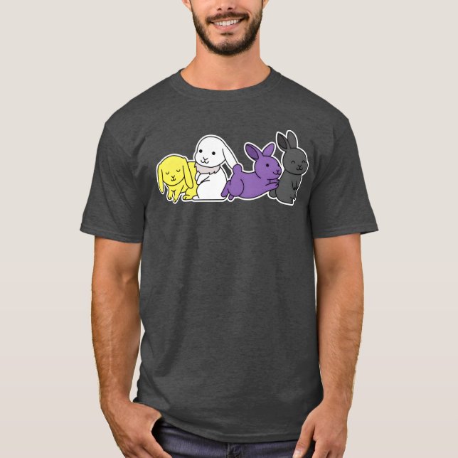 Camiseta Nonbinary Flag Bunny Design for proud Enbys friend (Anverso)