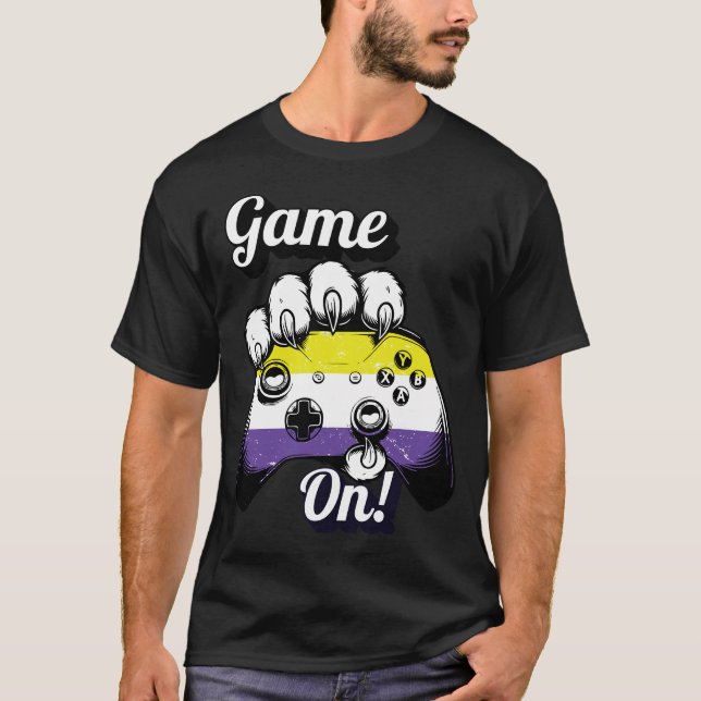 Camiseta Nonbinary Pride Game On Tiger Paw Controller Shirt (Anverso)