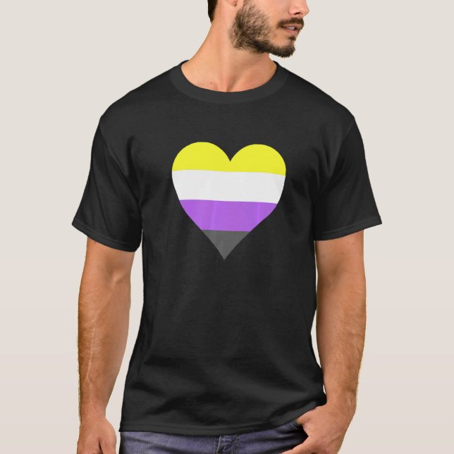 Camiseta Nonbinary Pride LGBT Nonbinary Heart Nonbinary Fla (Anverso)