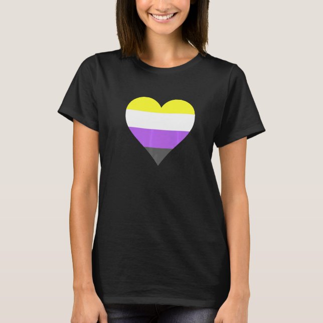 Camiseta Nonbinary Pride LGBT Nonbinary Heart Nonbinary Fla (Anverso)