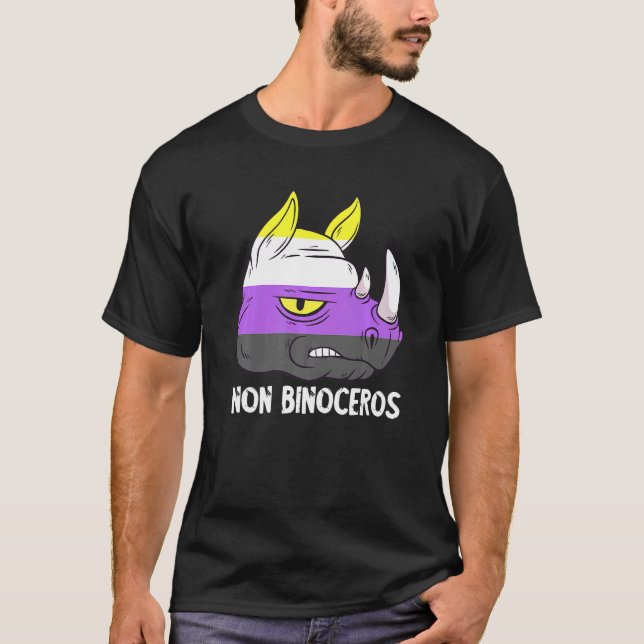 Camiseta Nonbinary Rhinoceros LGBTQ Nonbinary Flag Nonbinar (Anverso)