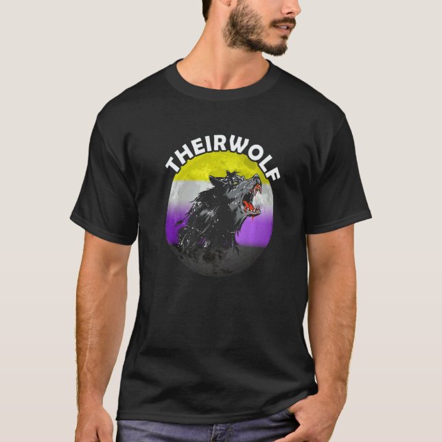 Camiseta Nonbinary Theirwolf Nonbinary Pride LGBTQ Nonbinar (Anverso)