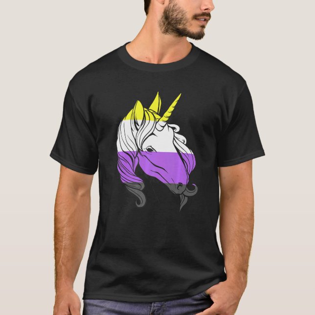 Camiseta Nonbinary Unicorn Nonbinary Flag LGBTQ Nonbinary P (Anverso)