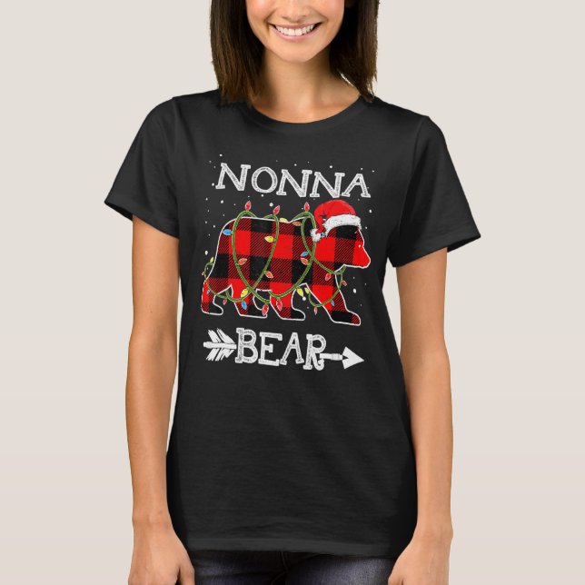 Camiseta Nonna Bear  Red Buffalo Plaid Mom Bear Pajama (Anverso)