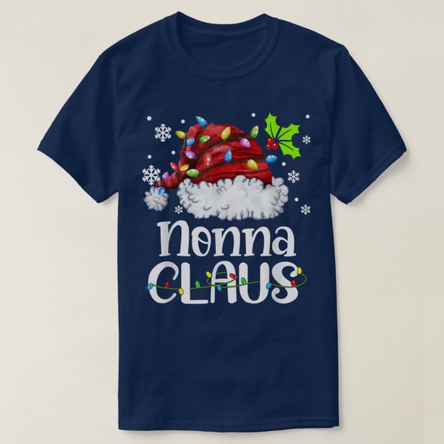 Camiseta Nonna Claus Santa Hat Navidades alumbran familia d (Diseño del anverso)