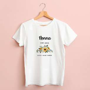 Camiseta Nonna   Girasol rústico Bonito y nombres