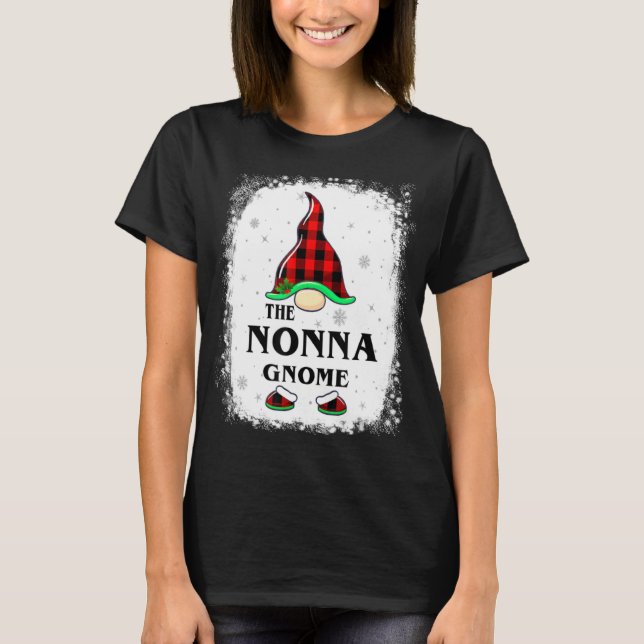 Camiseta Nonna Gnome Buffalo Plaid Matching Family Xmas Paj (Anverso)