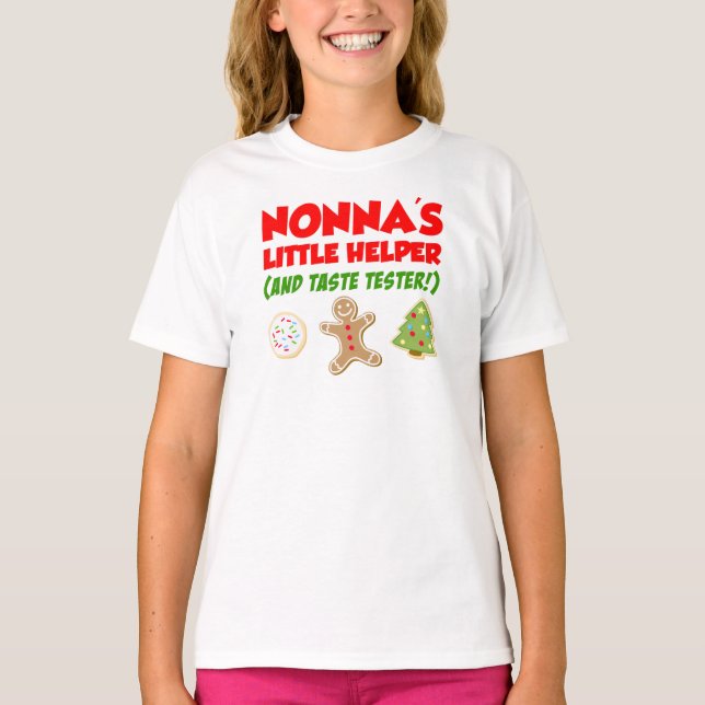 Camiseta Nonna's Little Helper Christmas Cookies T-Shirt (Anverso)