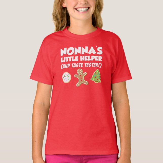 Camiseta Nonna's Little Helper Christmas Cookies T-Shirt (Anverso)