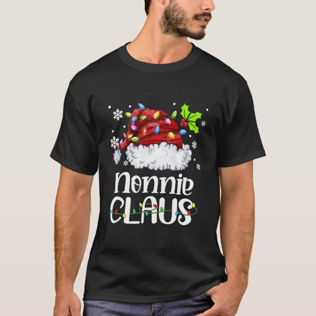 Camiseta Nonnie Claus Santa Hat Christmas Light Xmas (Anverso)