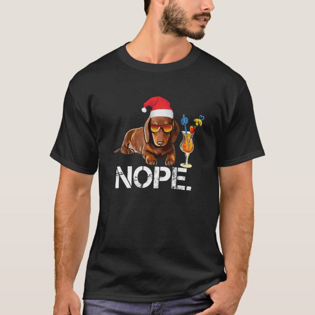 Camiseta Nope Lazy Dachshund Divertida Idea Para Navidades  (Anverso)