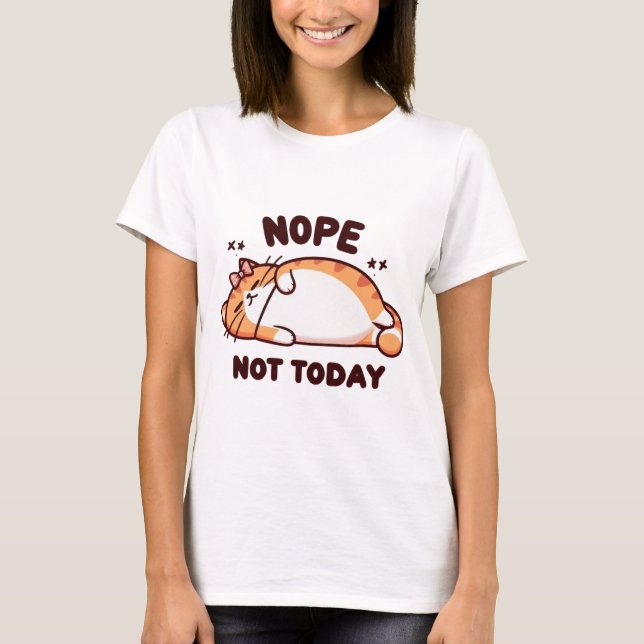 Camiseta Nope Not Today Sleepy Cat with Bow (Anverso)