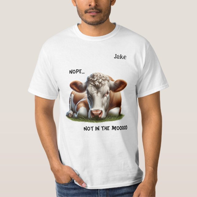 Camiseta "Nope..." Vaca Chiste Personalizable Hombre (Anverso)