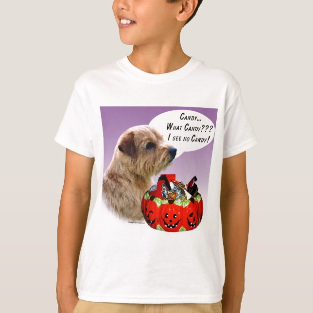 Camiseta Norfolk Terrier Halloween Candy (Anverso)
