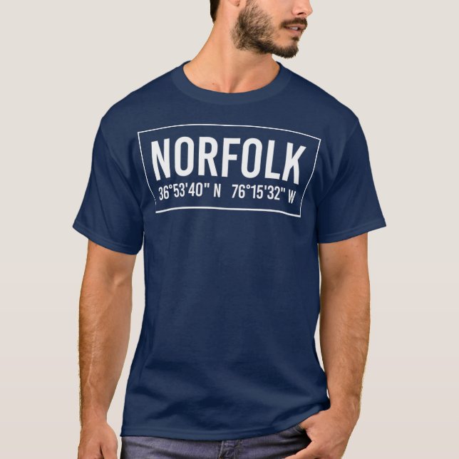 Camiseta NORFOLK VA VIRGINIA Funny City Coordinates Home (Anverso)