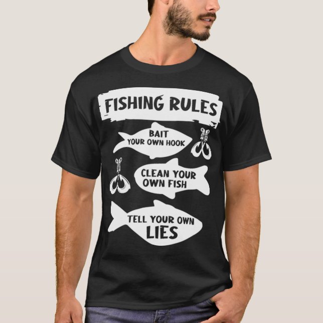 Camiseta Normas de pesca, pescadores divertidos  (Anverso)