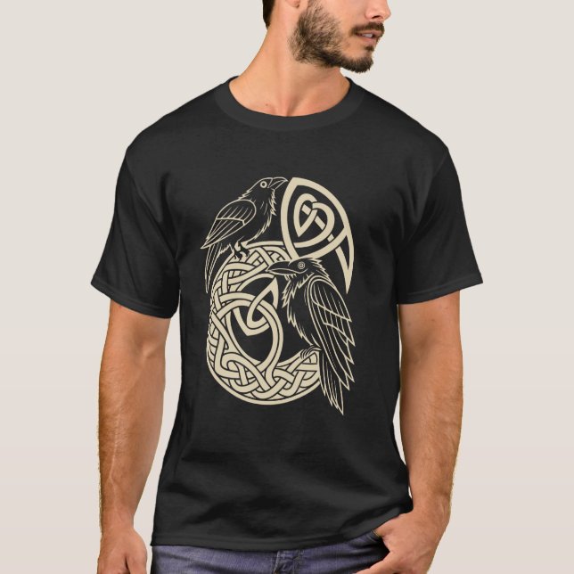 Camiseta Norse Knotwork Ravens u2013 Huginn & Muninn Viking (Anverso)