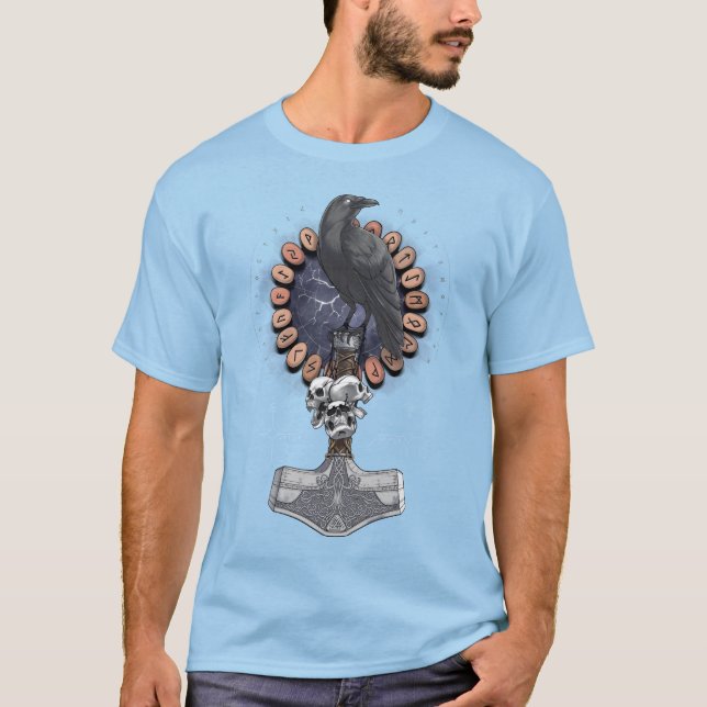 Camiseta Norse Viking Raven Hammer (Anverso)