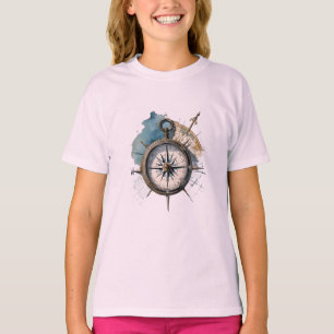 Camiseta Norte verdadero guiado por la brújula de dirección