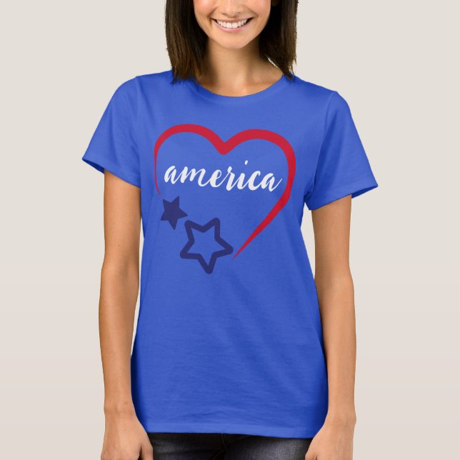 Camiseta Norteamérica Corazón Patriótico 4 de julio Camiset (Anverso)