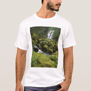 Camiseta Norteamérica, EE. UU., Alaska. Una cascada y