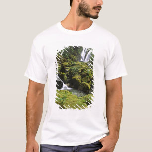 Camiseta Norteamérica, EE. UU., Alaska. Una cascada y