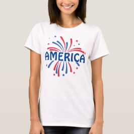 Camiseta Norteamérica Patriótica fuegos artificiales 4 de j