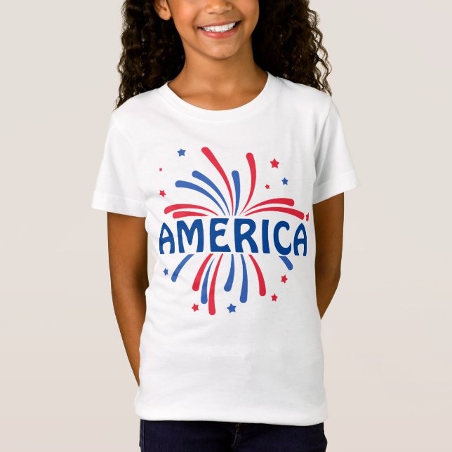 Camiseta Norteamérica Patriótica fuegos artificiales 4 de j (Anverso)