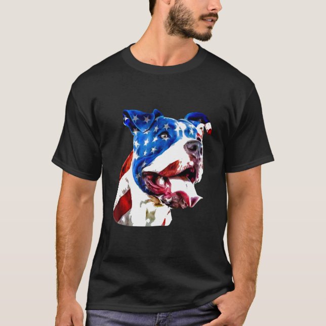 Camiseta Norteamérica Pit Bull Terrier Bandera Estadouniden (Anverso)