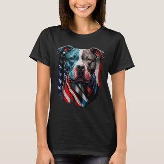 Camiseta Norteamérica Pitbull Terrier Bandera de Estados Un