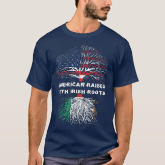 Camiseta Norteamericano alzado con la bandera irlandesa com