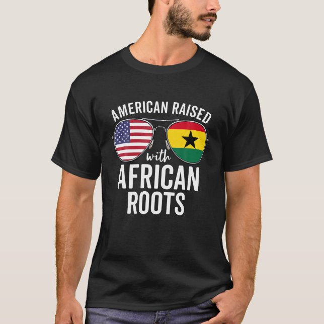 Camiseta Norteamericano alzado con raíces africanas Bandera (Anverso)