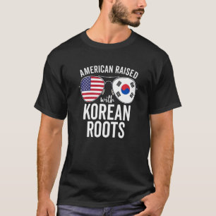 Camiseta Norteamericano alzado con raíces coreanas bandera