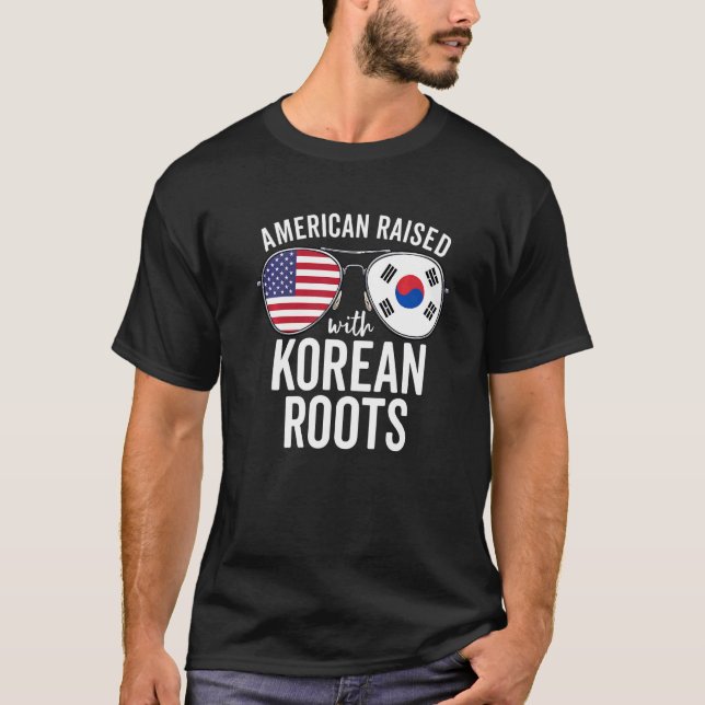 Camiseta Norteamericano alzado con raíces coreanas bandera  (Anverso)