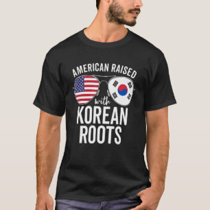 Camiseta Norteamericano alzado con raíces coreanas bandera 