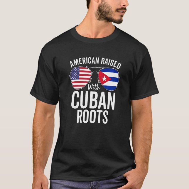 Camiseta Norteamericano alzado con raíces cubanas Bandera D (Anverso)