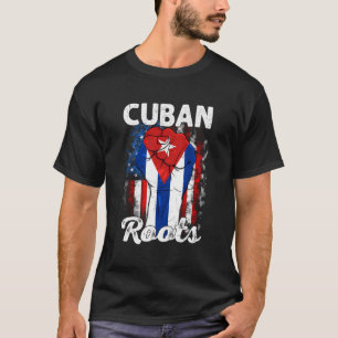 Camiseta Norteamericano alzado con raíces cubanas bandera d