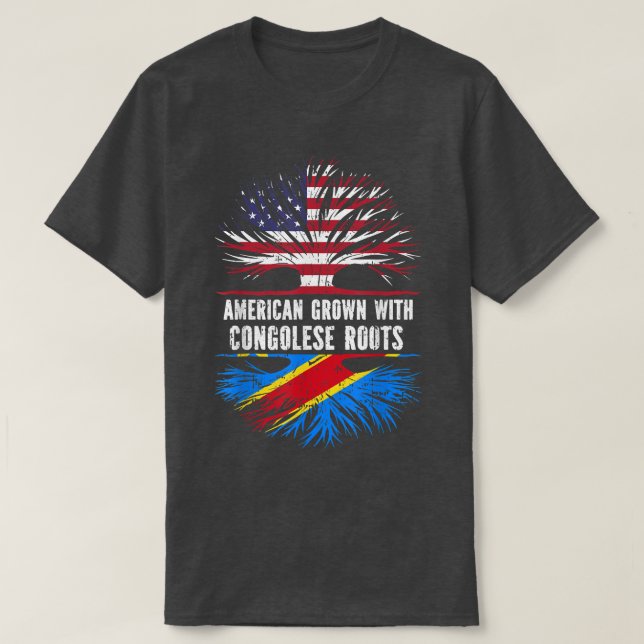 Camiseta Norteamericano crece con raíces congolesas bandera (Diseño del anverso)