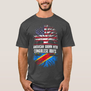 Camiseta Norteamericano crece con raíces congolesas bandera