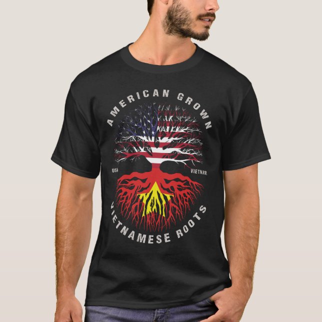 Camiseta Norteamericano creció en Vietnam trajo la bandera  (Anverso)