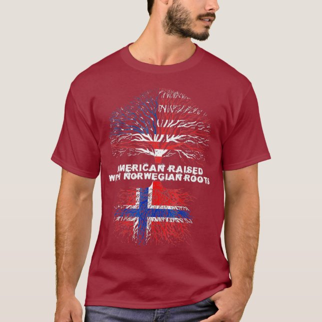 Camiseta Norteamericano criado con raíces noruegas en Norue (Anverso)